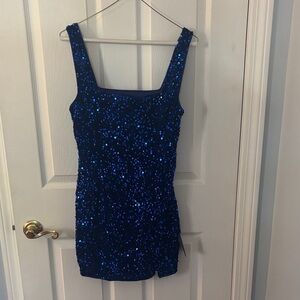 Lulu's Blue Sequin Mini Dress